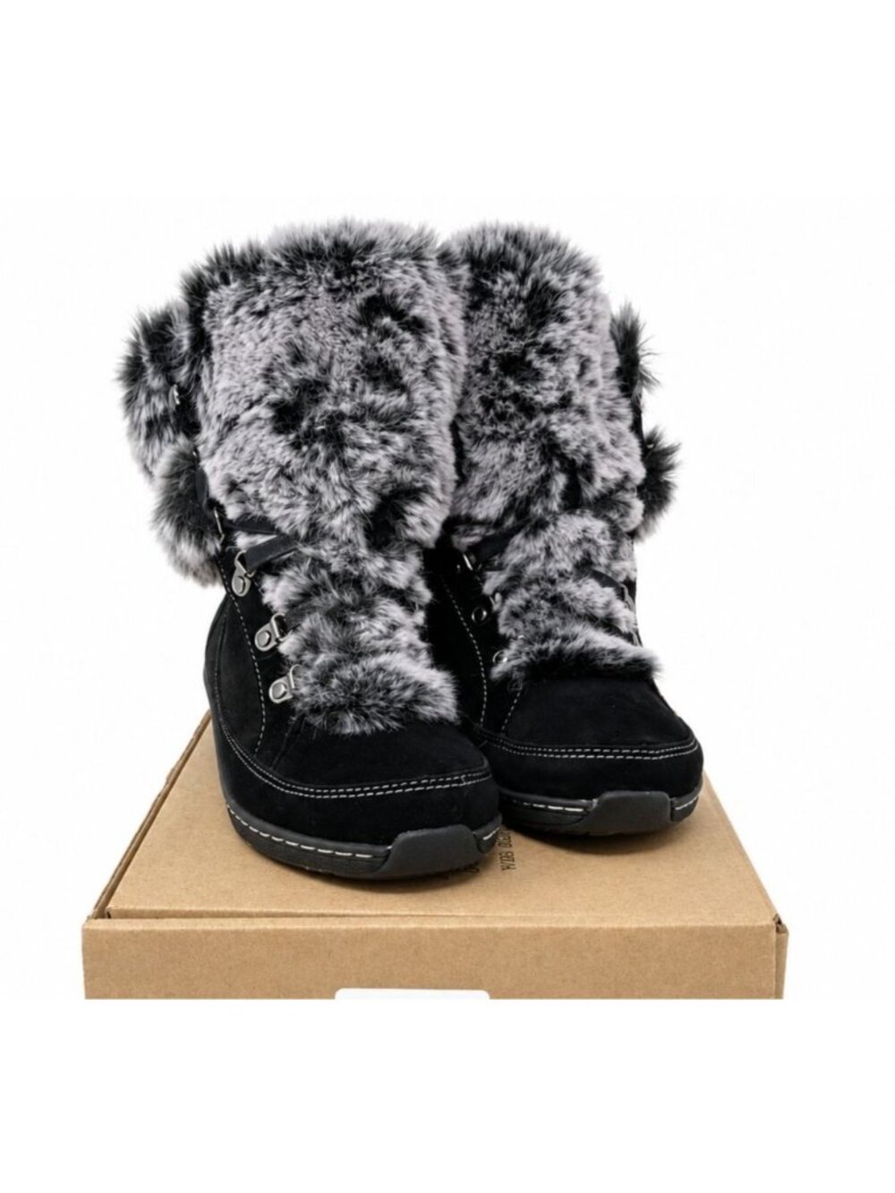 Aetrex Fiona BB270 Women 5-5.5 EU 35 Black Suede Faux Fur Waterproof Winter Boot